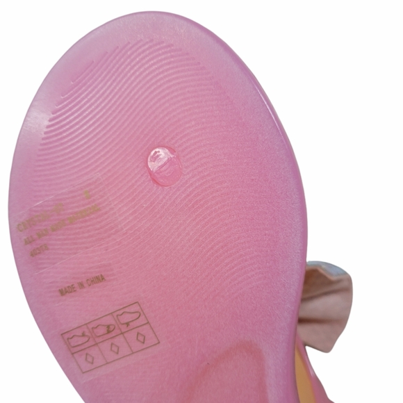 New Women's Bamboo Pink Rhinestone Jelly Thong Sandals - Picture 8 of 10